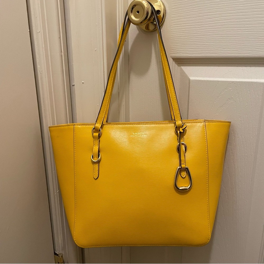 Lauren Ralph Lauren Leather Shoulder Bag, Mustard Yellow